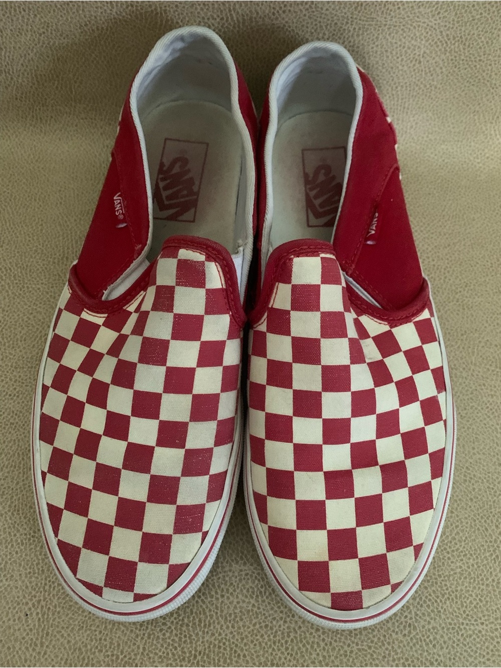 VANS Classic Slip-On Women Size 9 Red Checkerboard Sneakers Skate Shoes